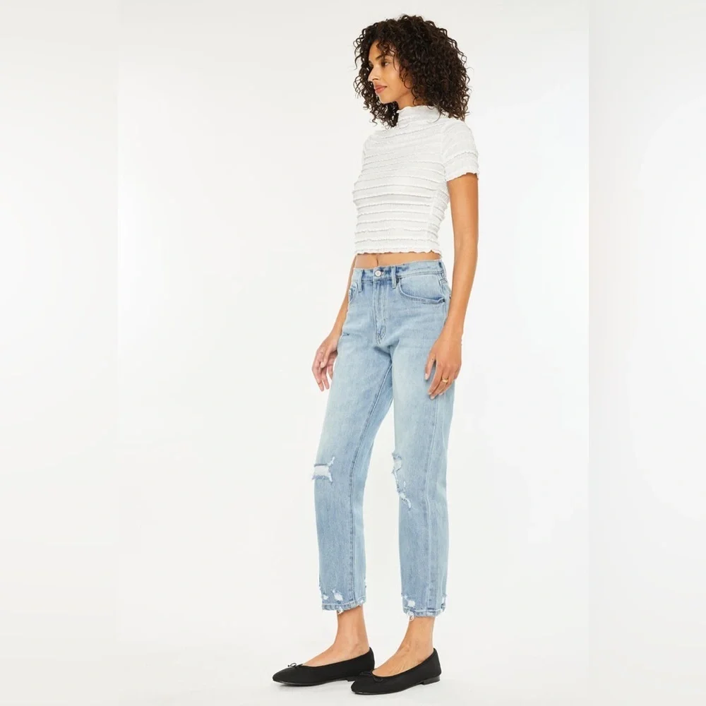 KanCan Missy High Rise Slim Straight Leg Ankle Jeans in Medium Wash, Size 28